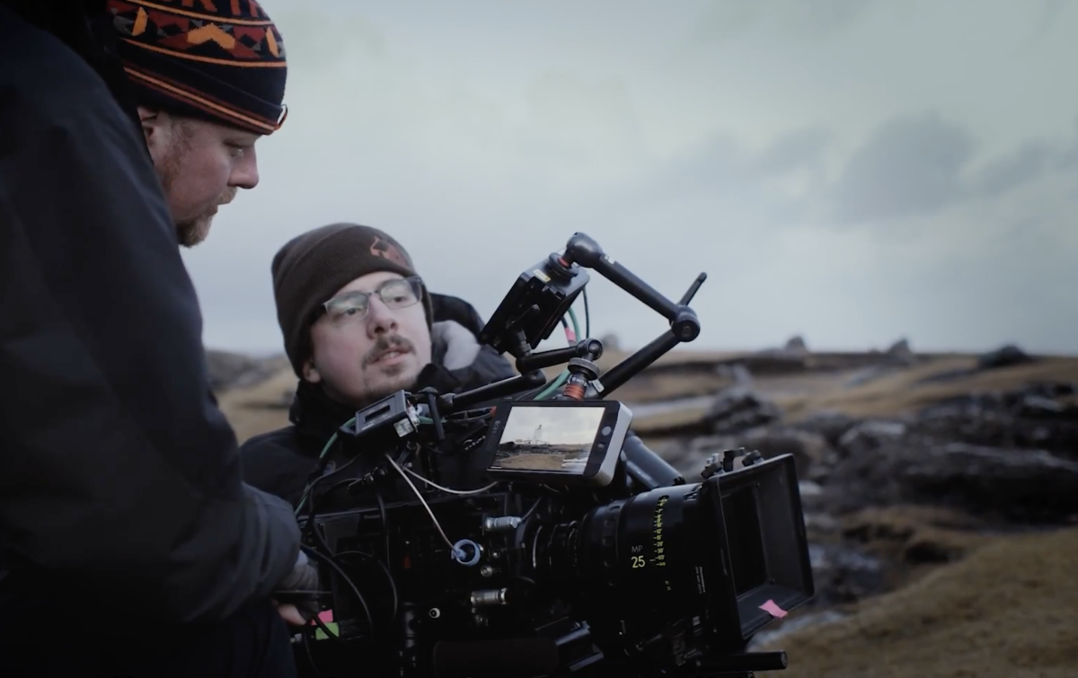 Crew behind a camera at Up Helly Aa
